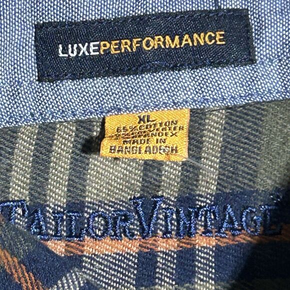 Tailor Vintage Men's XL Flannel Shirt Luxe Performance Stretch NWT - Picture 2 of 6